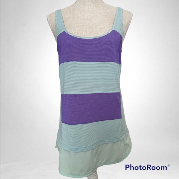 Lululemon Run Mod Moves Singlet Aquamarine Power Purple  Lt Blue Tank Top sz 6 - Picture 2 of 12